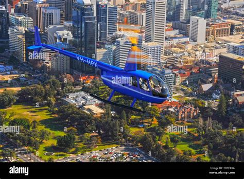 Scenic Helicopter Flight over Perth City .